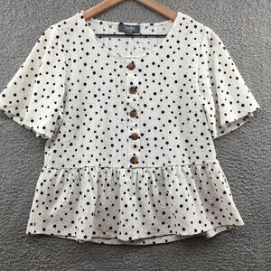 Belle‎ by Belldini Polka Dot Top White M